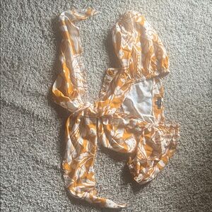 Lulu's Orange and White Floral Crop Top